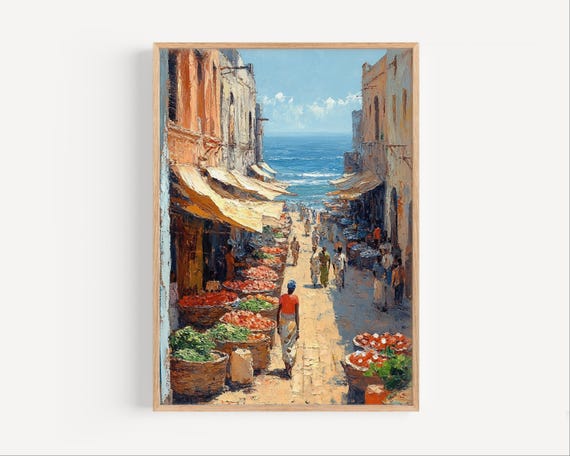 Dakar Oil Painting Travel Poster Or Canvas Print Senegal Wall Art Gift African Paint Style Le De Gore