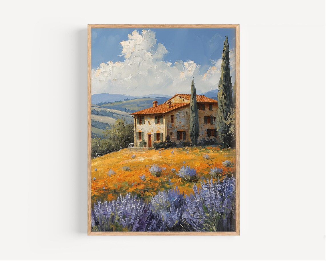 Tuscany Countryside Italy Oil Painting Travel Poster