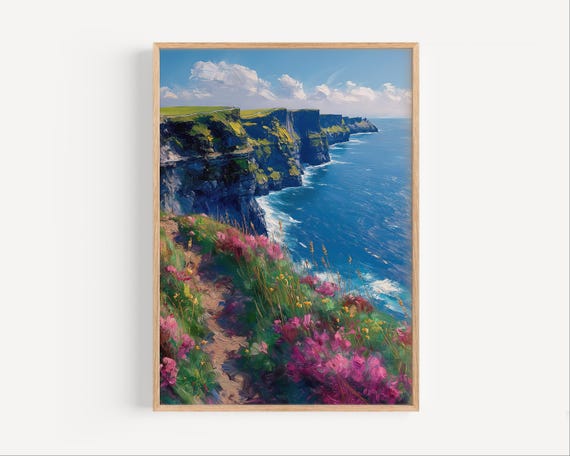 Cliffs Of Moher Ireland Travel Poster, Oil Painting