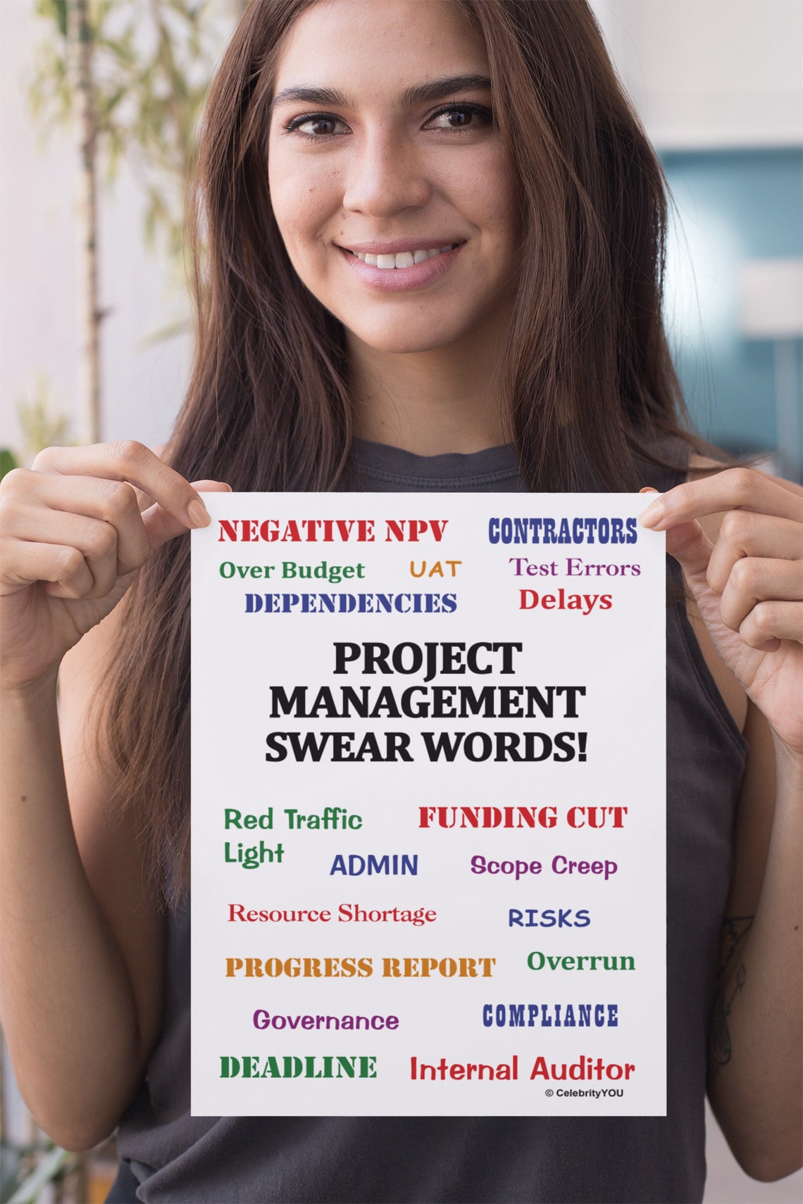 Project Management Swear Words Colorful Funny PM Office Poster Gift - Image 3