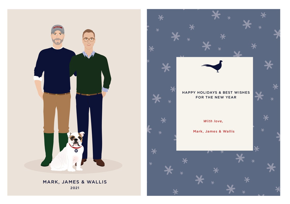 Family Portrait Christmas Card Family Holiday Card With Pets Couple Christmas Card Personalized Christmas Card - Image 4