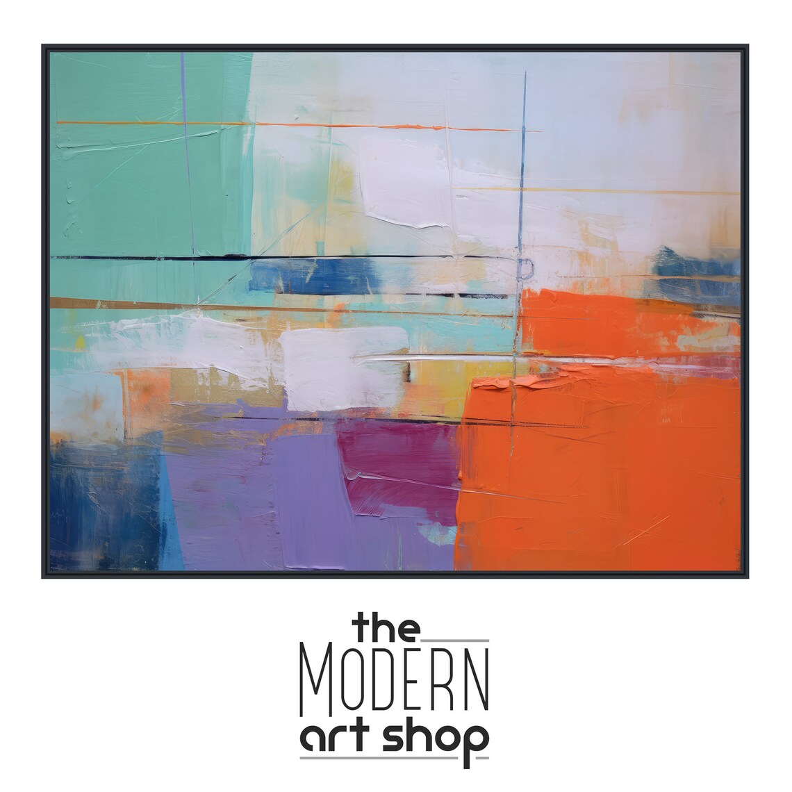 Large Abstract Wall Art Framed Print Modern Abstract Painting Extra Large Orange Teal Artwork Elusive - Image 4