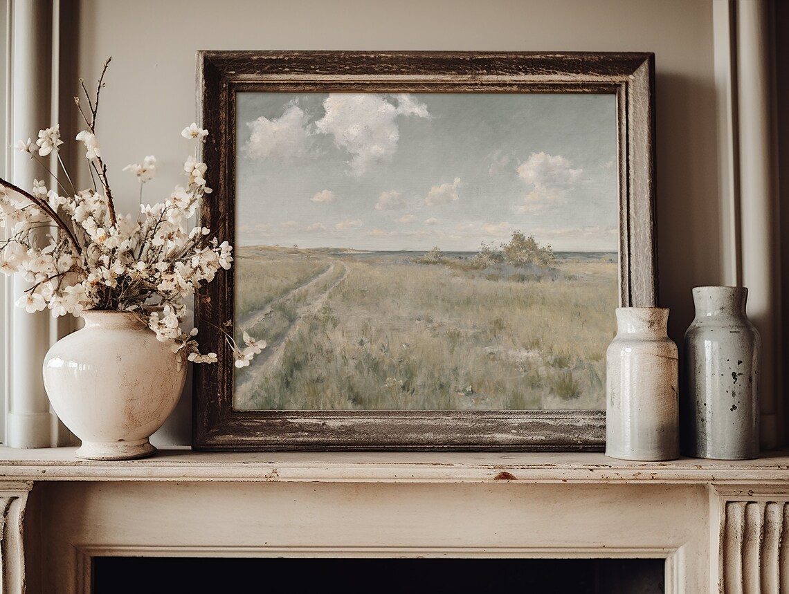 Coastal Dunes Path to Sea Pale Sky Vintage Landscape Art Poster - Image 4