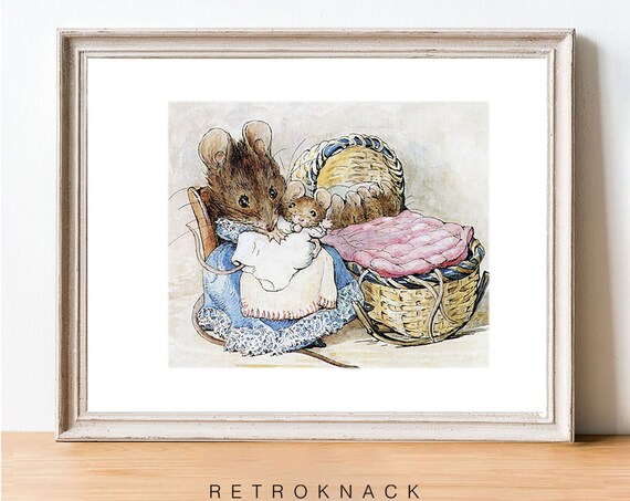 Beatrix Potter Two Bad Mice Illustration Vintage Nursery Art Poster