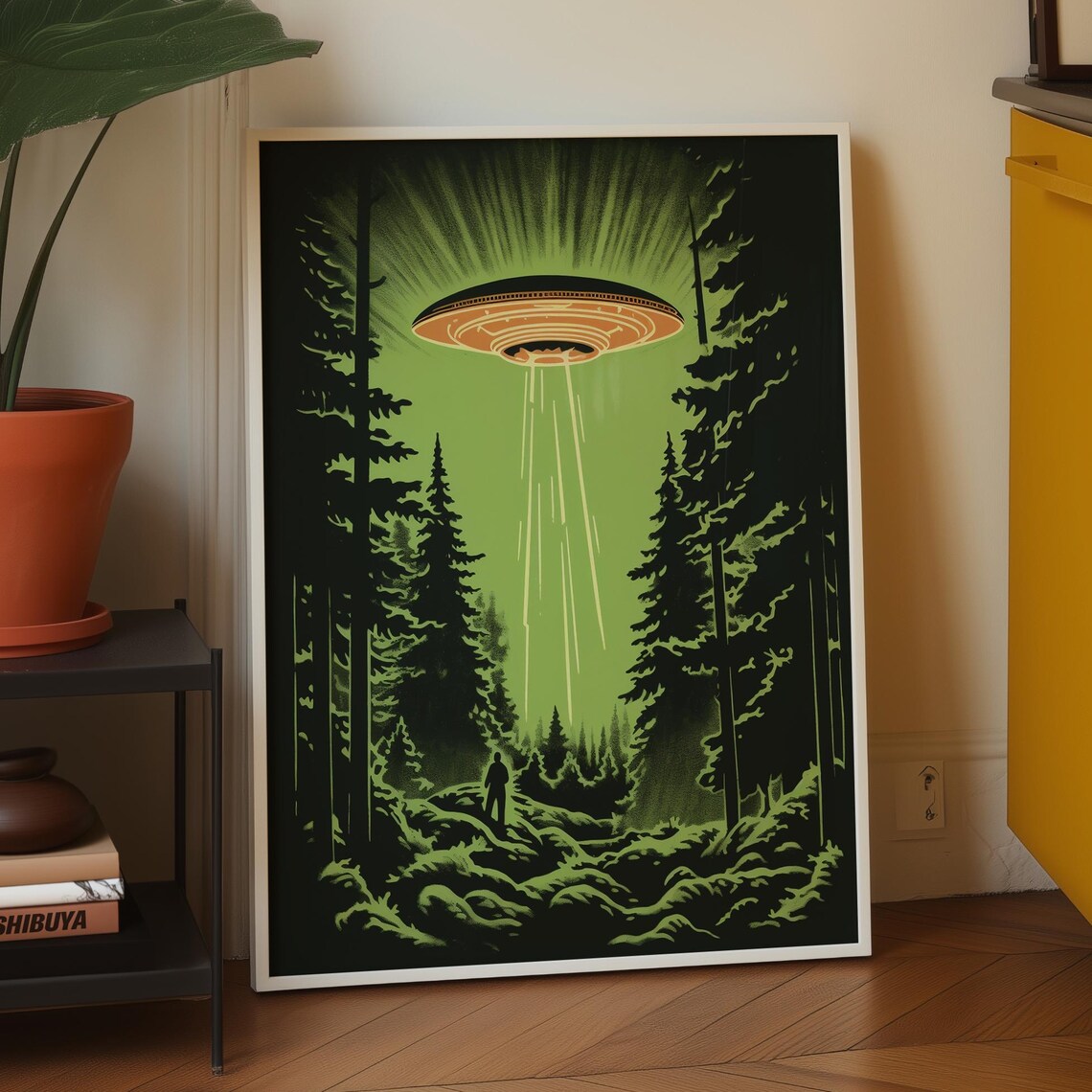 Flying Saucer UFO In The Forest Art Print