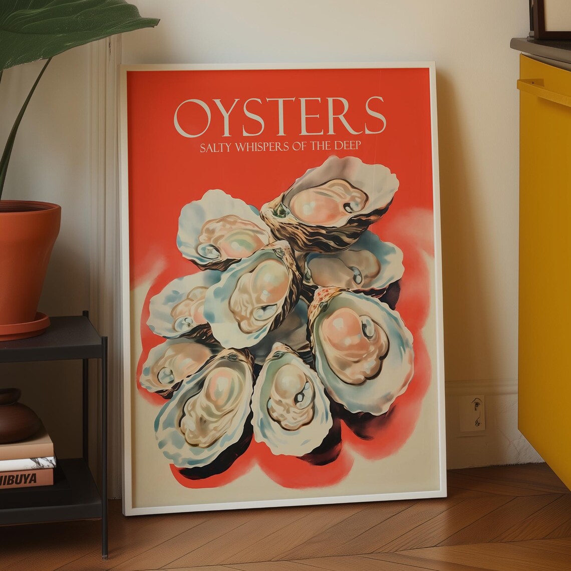 Retro Oysters Kitchen Poster, Seafood Art Print