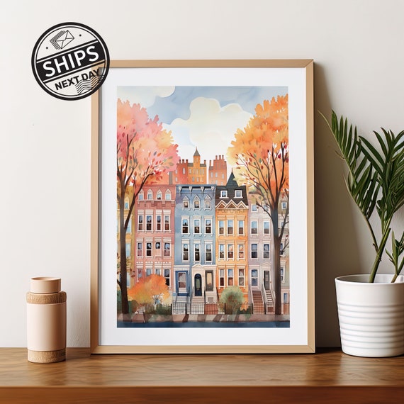 Brooklyn Heights Watercolor Art Print, New York
