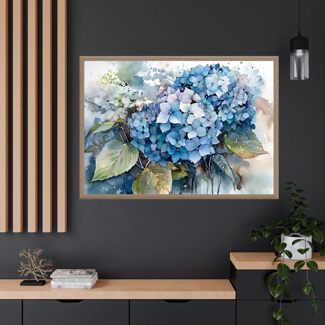 Blue Hydrangea Watercolor Art Print, Botanical Decor - Image 3