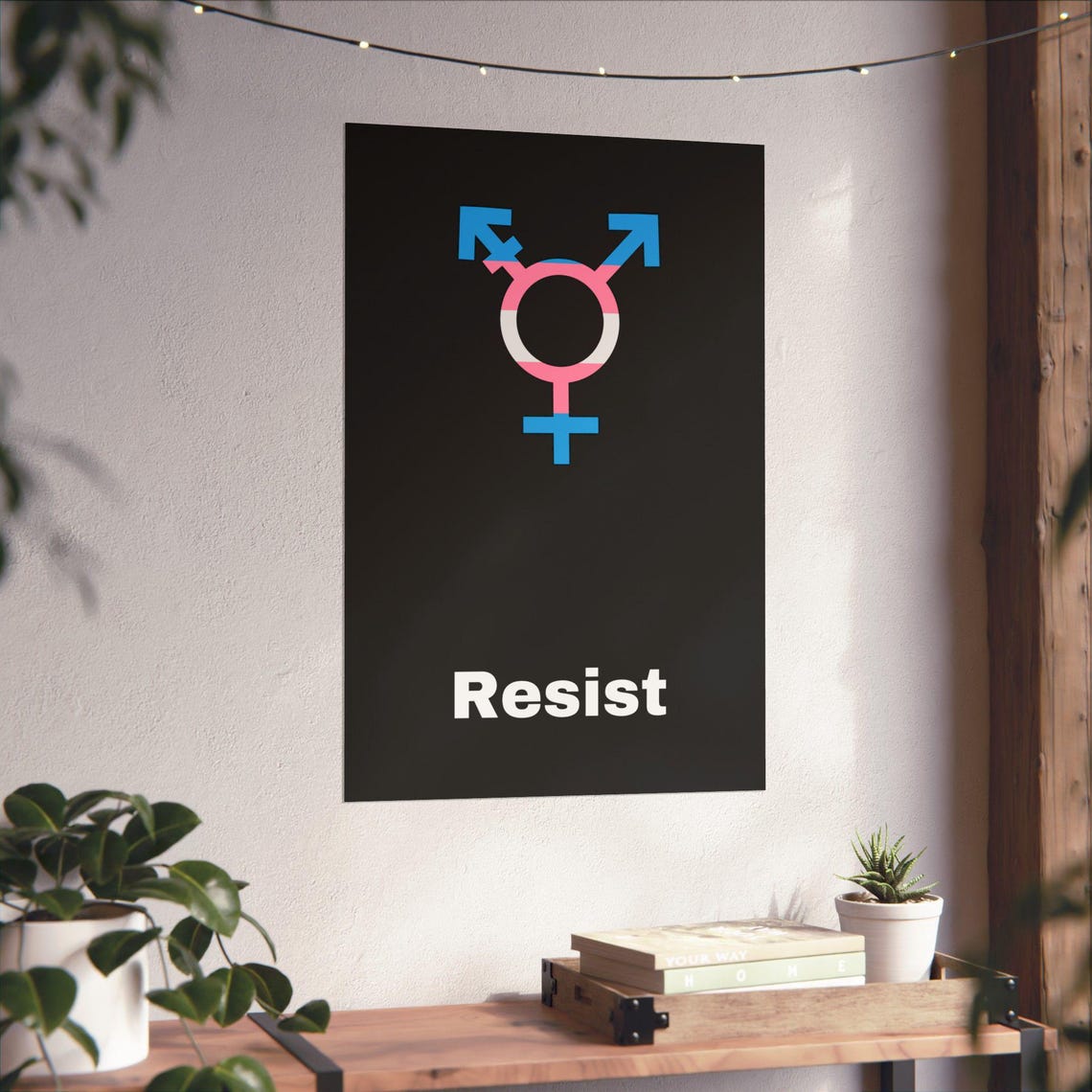 Resist Transgender Pride LGBTQ Symbol Bold Black Protest Poster - Image 4