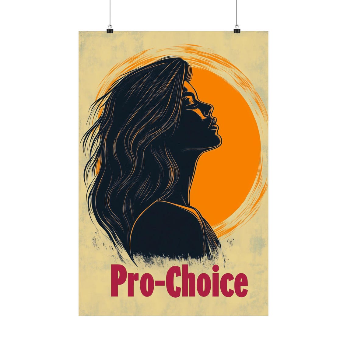 Pro-Choice Woman Silhouette Sunset Activism Statement Art Poster