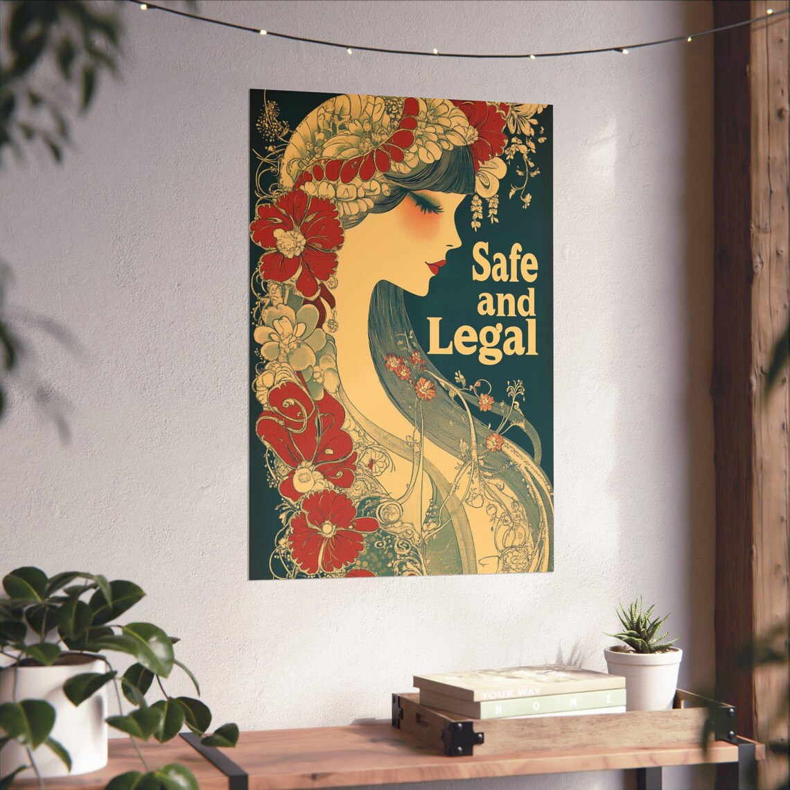 Safe and Legal Flower Woman Vintage Feminist Empowerment Poster - Image 4
