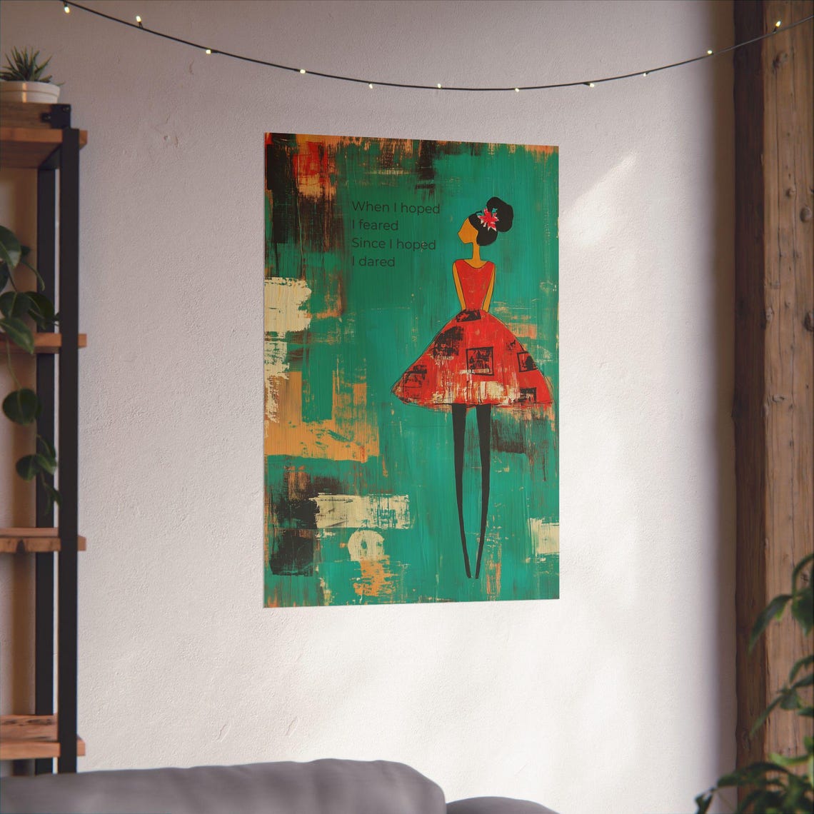 When I Hoped I Dared Stylized Woman Red Dress Fashion Art Poster - Image 3