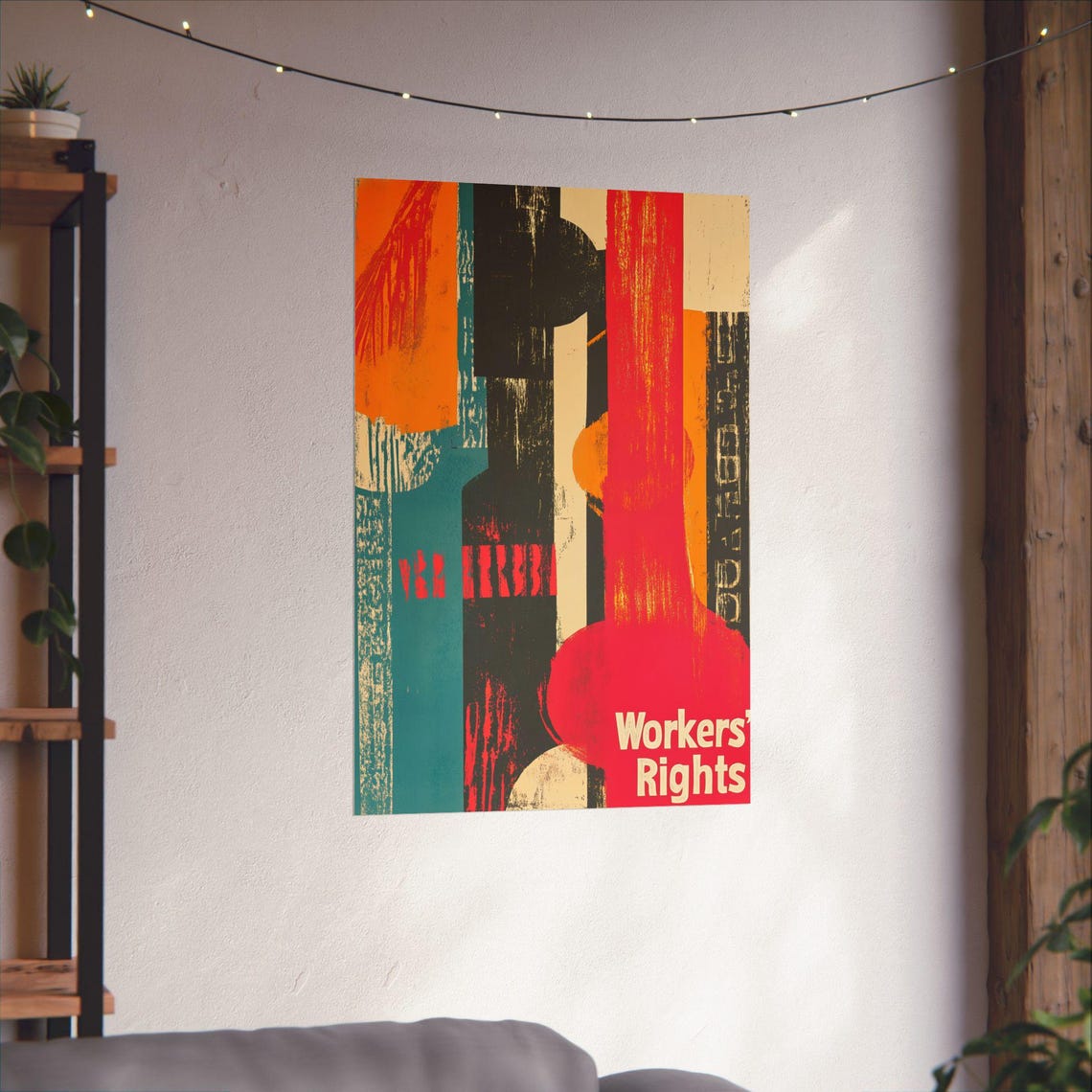 Workers Rights Abstract Vintage Block Style Protest Art Poster - Image 3