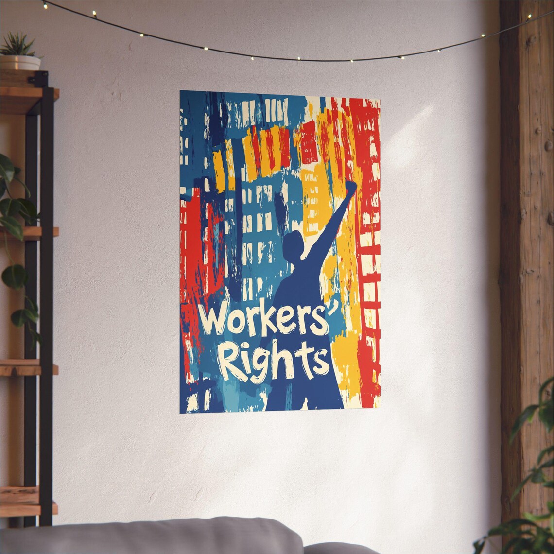 Workers Rights Raised Fist City Protest Bold Color Block Poster Art - Image 3