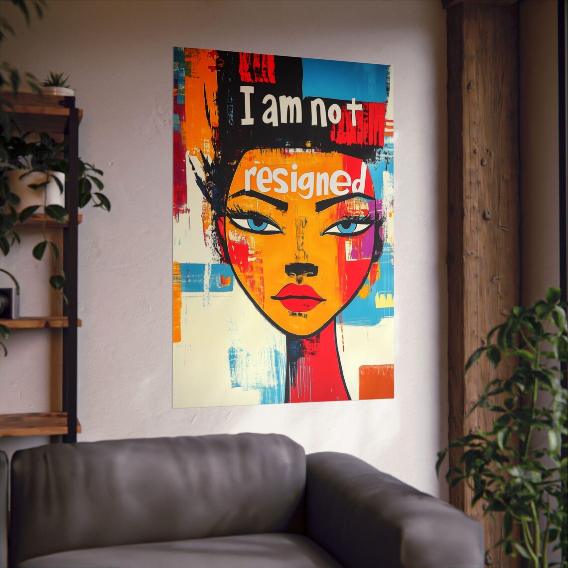 I Am Not Resigned Quote Bold Pop Art Woman Face Motivational Poster - Image 2
