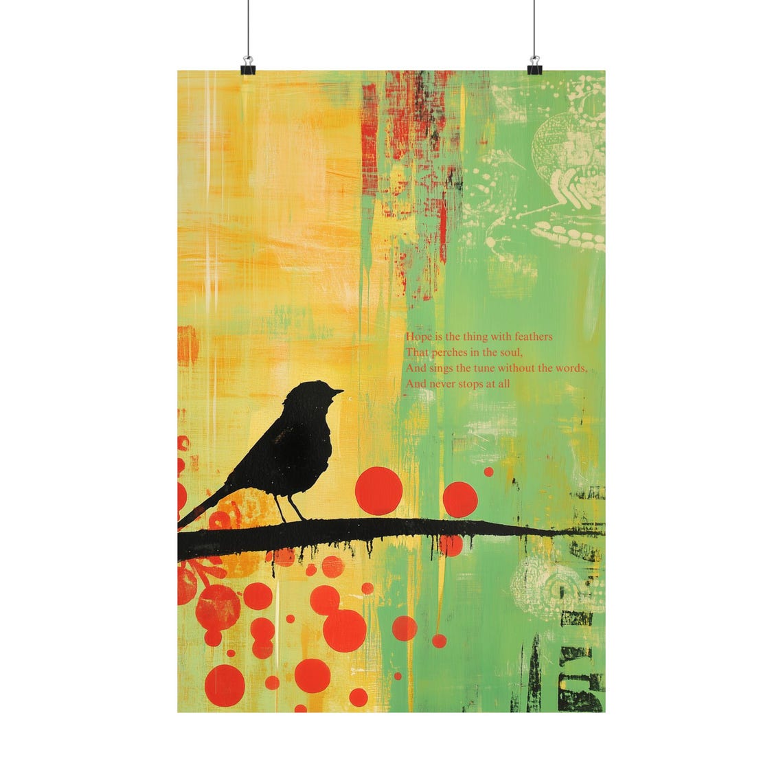 Hope Is the Thing with Feathers Bird Poem Abstract Art Poster