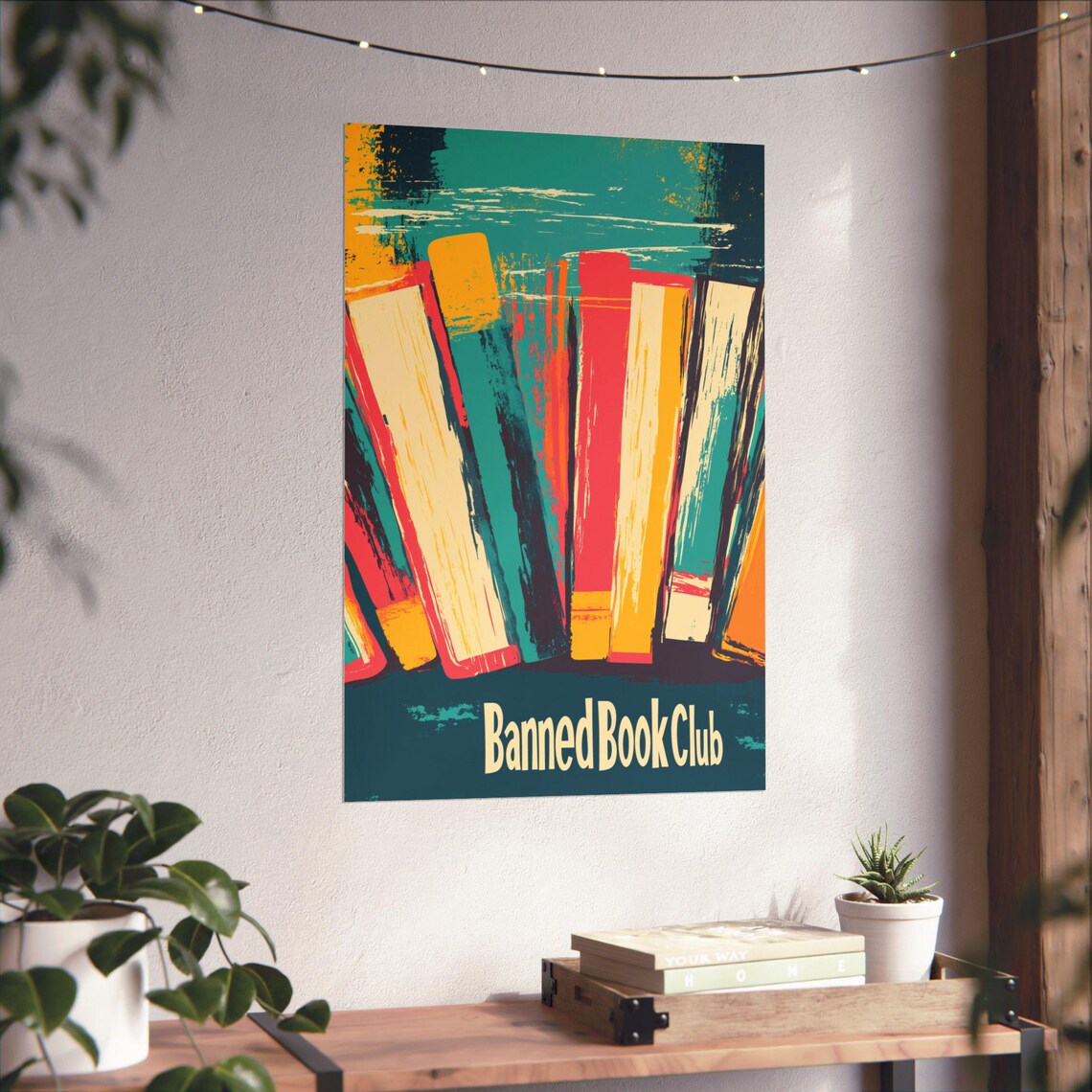 Banned Book Club Colorful Retro Book Spines Library Art Poster - Image 4