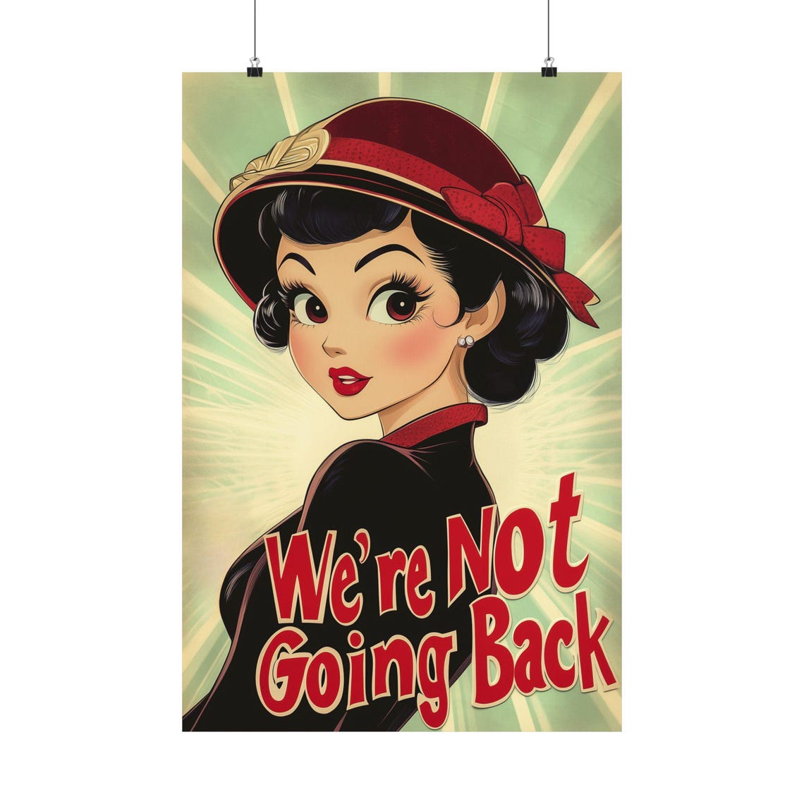 We Are Not Going Back Retro Pinup Woman Protest Statement Poster