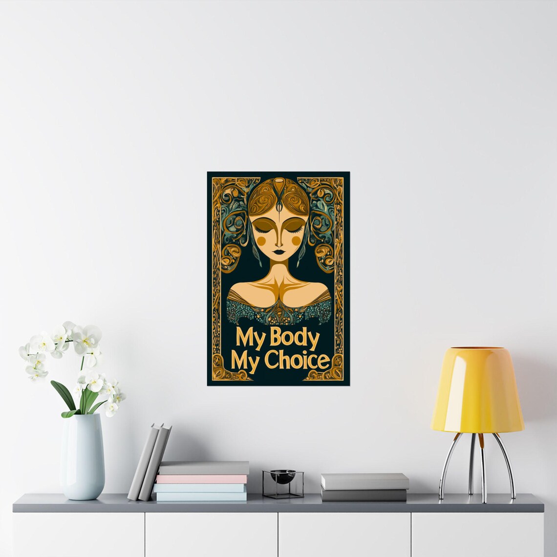 My Body My Choice Art Nouveau Woman Golden Ornate Feminist Poster - Image 2