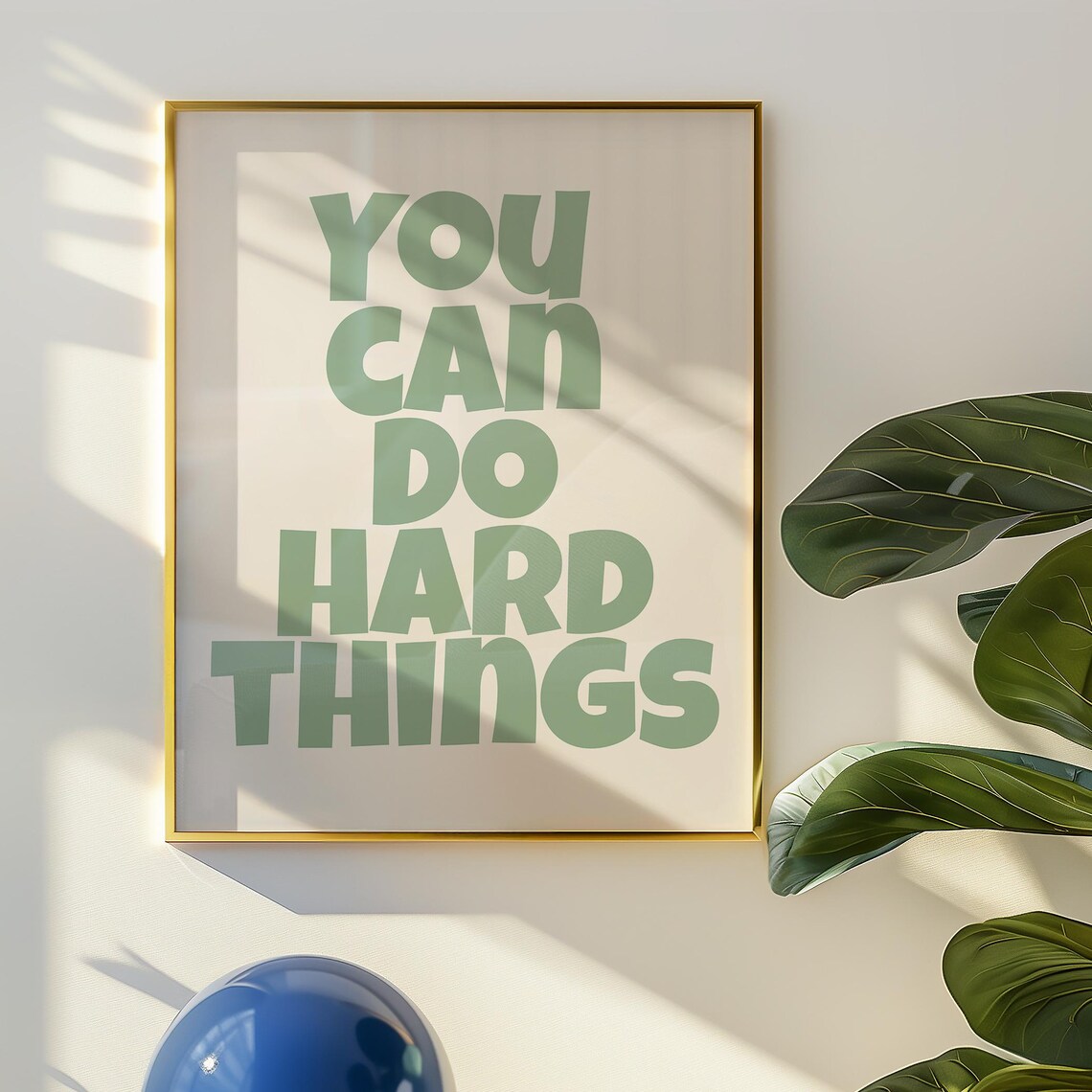 You Can Do Hard Things Sage Green Bold Motivational Chic Poster