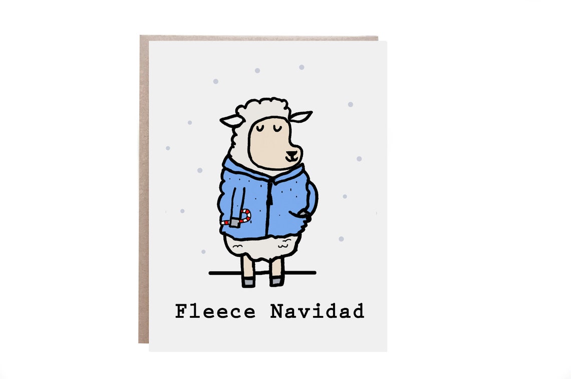 Fleece Navidad Sheep in Fleece Jacket Funny Christmas Card Poster