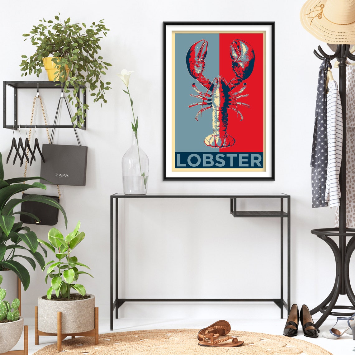 Lobster Pop Art Poster Bold Red Blue Retro Kitchen Wall Decor Gift - Image 2