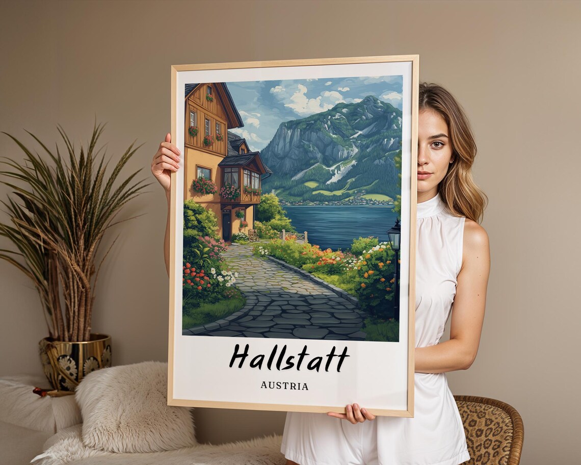 Hallstatt Austria Travel Poster, Minimalist Wall Art - Image 2