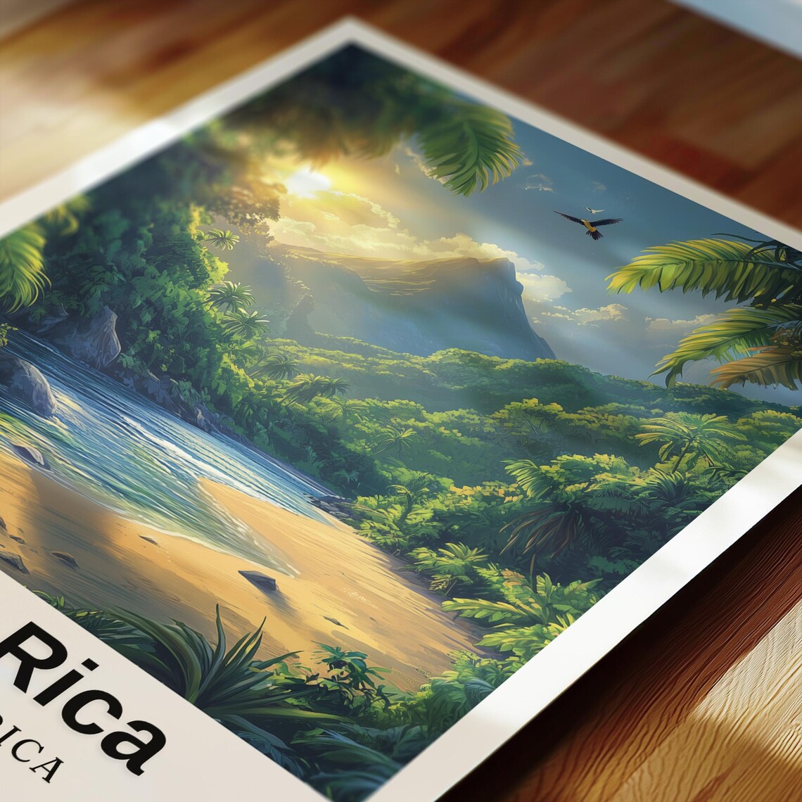Costa Rica Central America Jungle River Volcano Travel Poster - Image 2