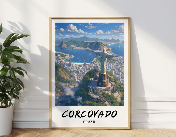 Corcovado Brazill Wall Art Travel Poster Print Art Prints Instant Wall Art Print Birthday Gifts Gift