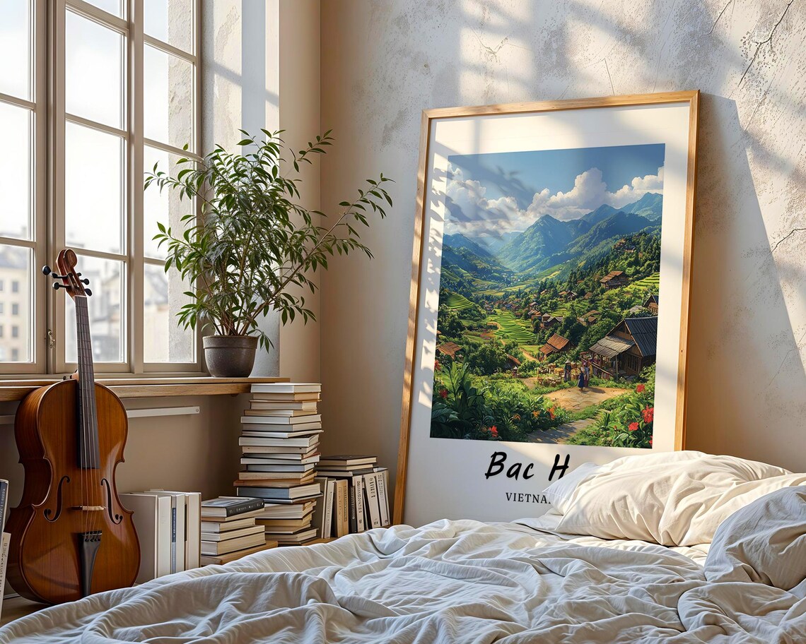 Bac Ha Vietnam Travel Poster, Minimalist Backpacking - Image 3