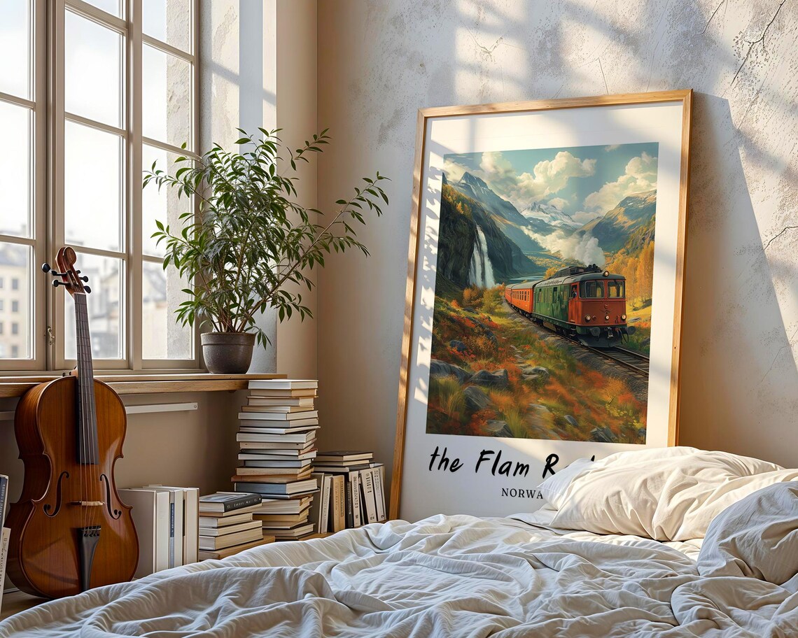 Flam Railway Norway Travel Poster, Minimalist - Image 3