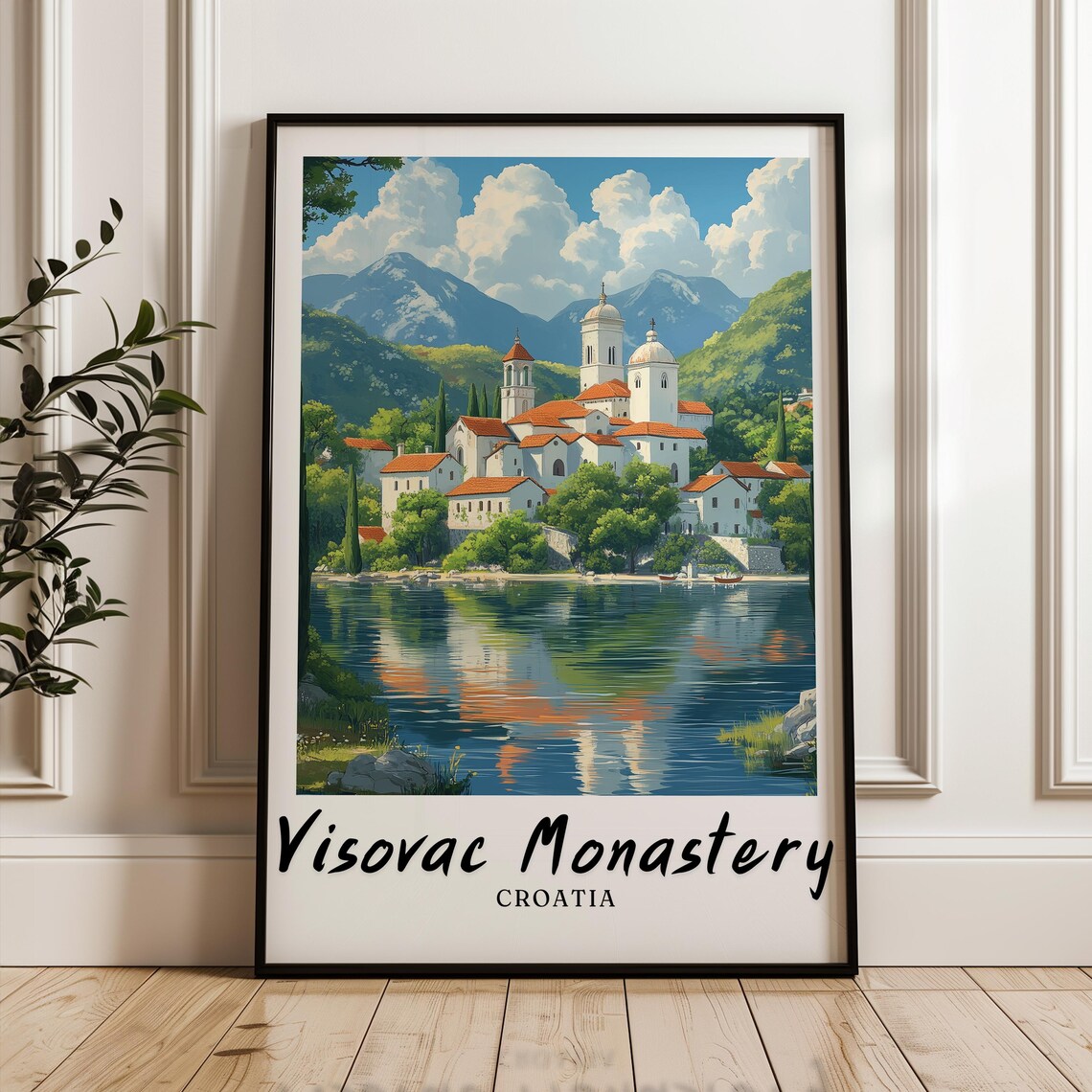Visovac Monastery Travel Poster, Croatia Wedding Gift