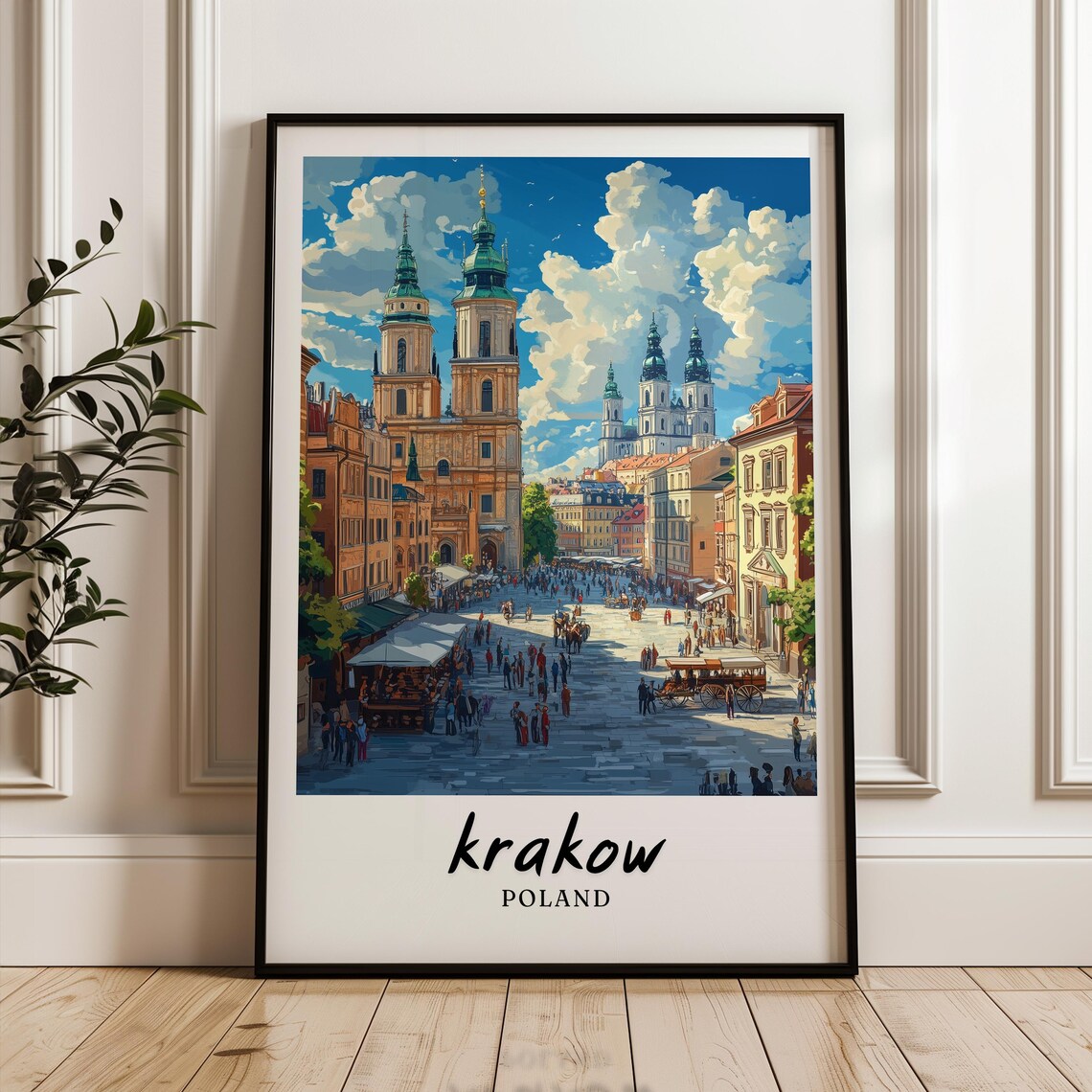 Krakow Travel Poster, Poland Wedding Gift