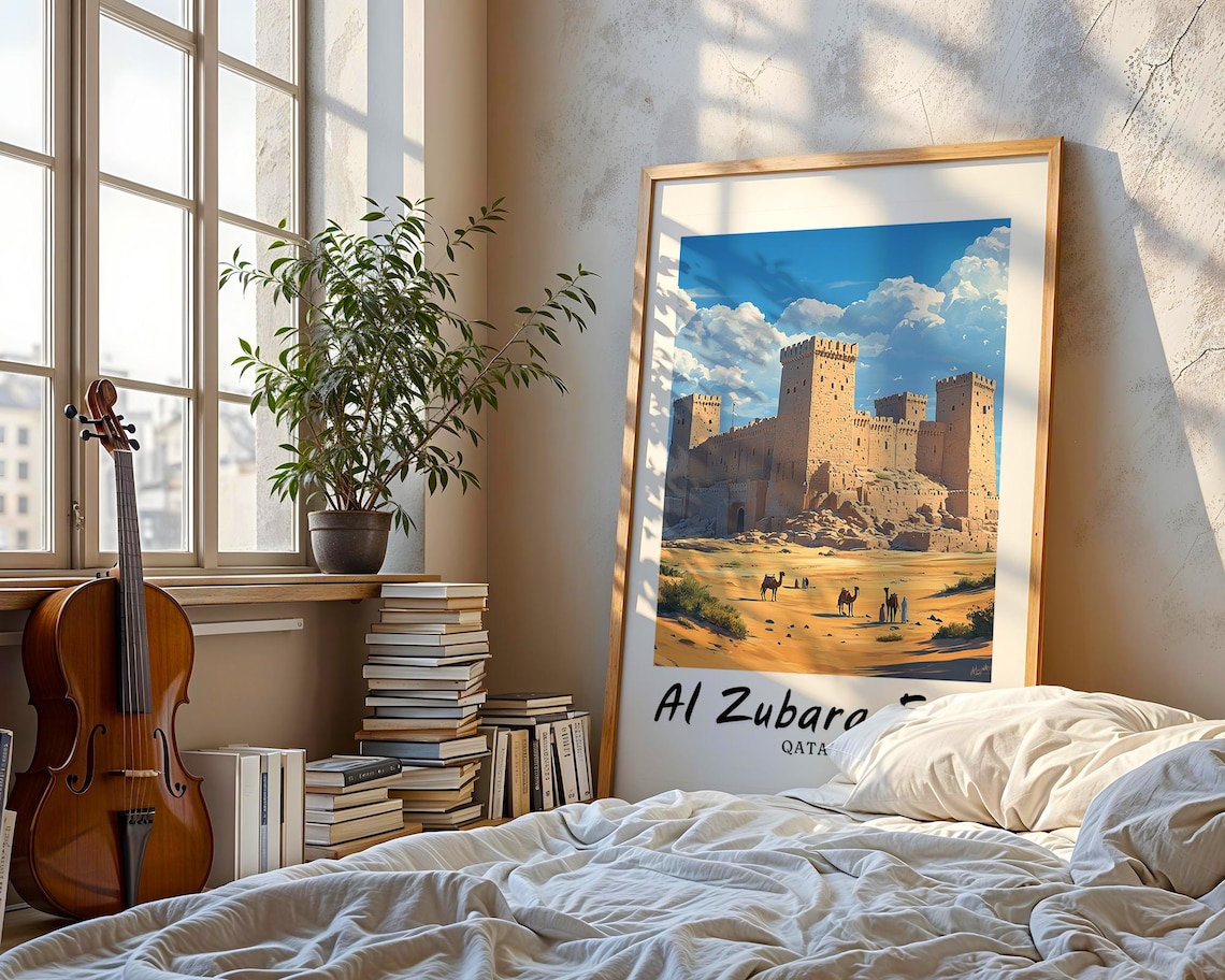 Al Zubara Fort Travel Poster, Qatar Wedding Gift - Image 3