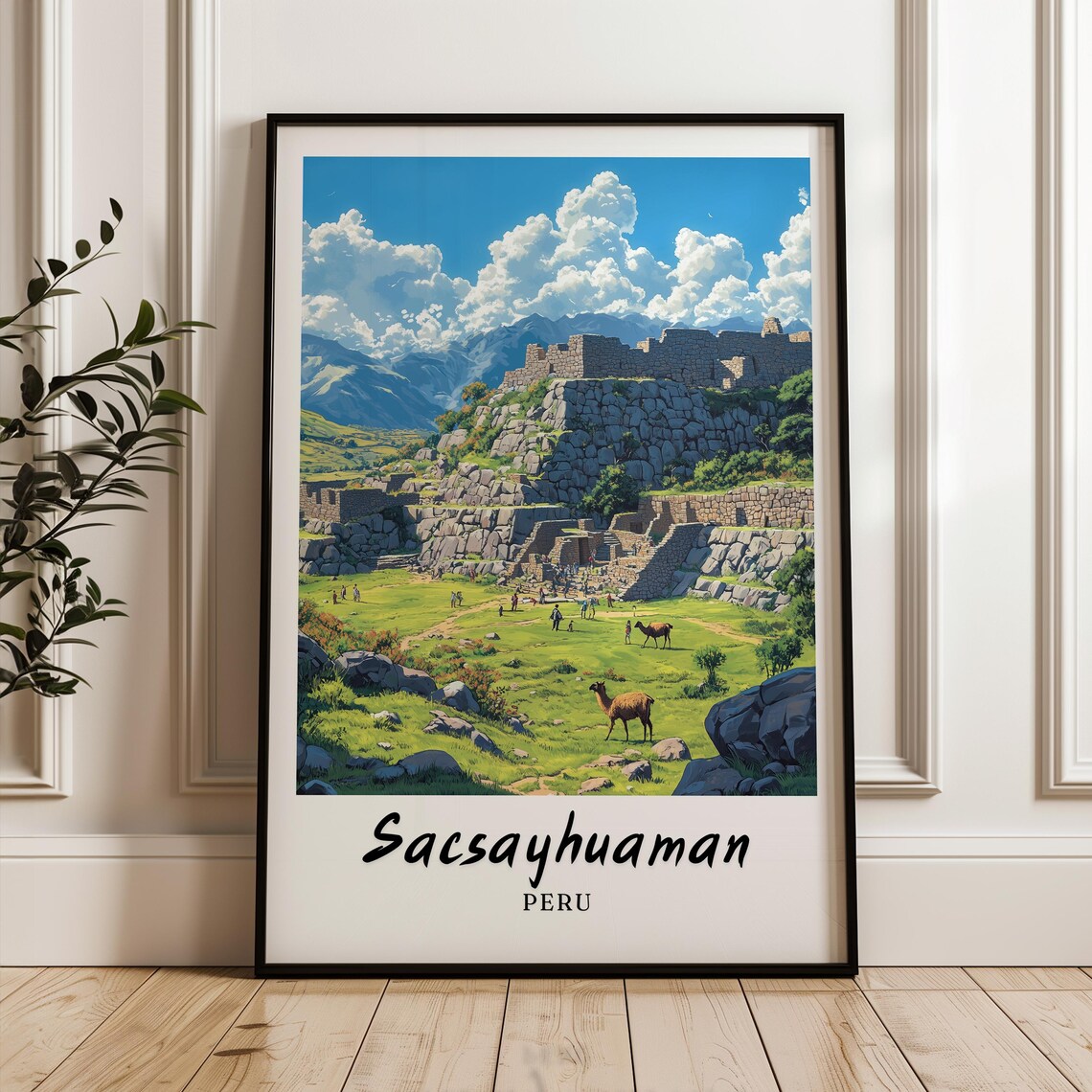 Sacsayhuaman Travel Poster, Peru Illustration