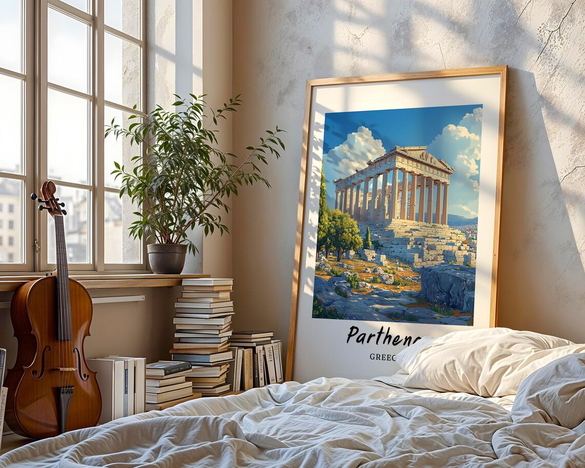 Parthenon Greece Travel Poster, Minimalist Europe - Image 3