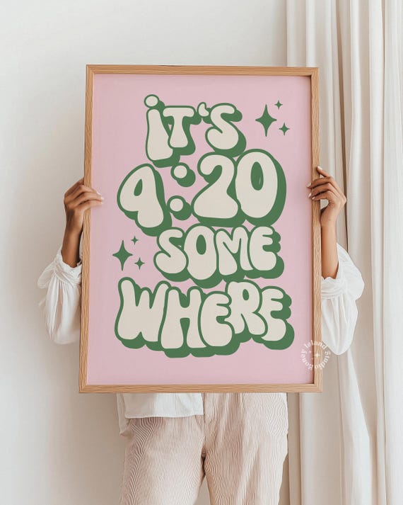Its 420 Somewhere Zen Plant Poster Mindful Green Wall Art Selfcare Space Apartment Decor Calming Botanical Unframed
