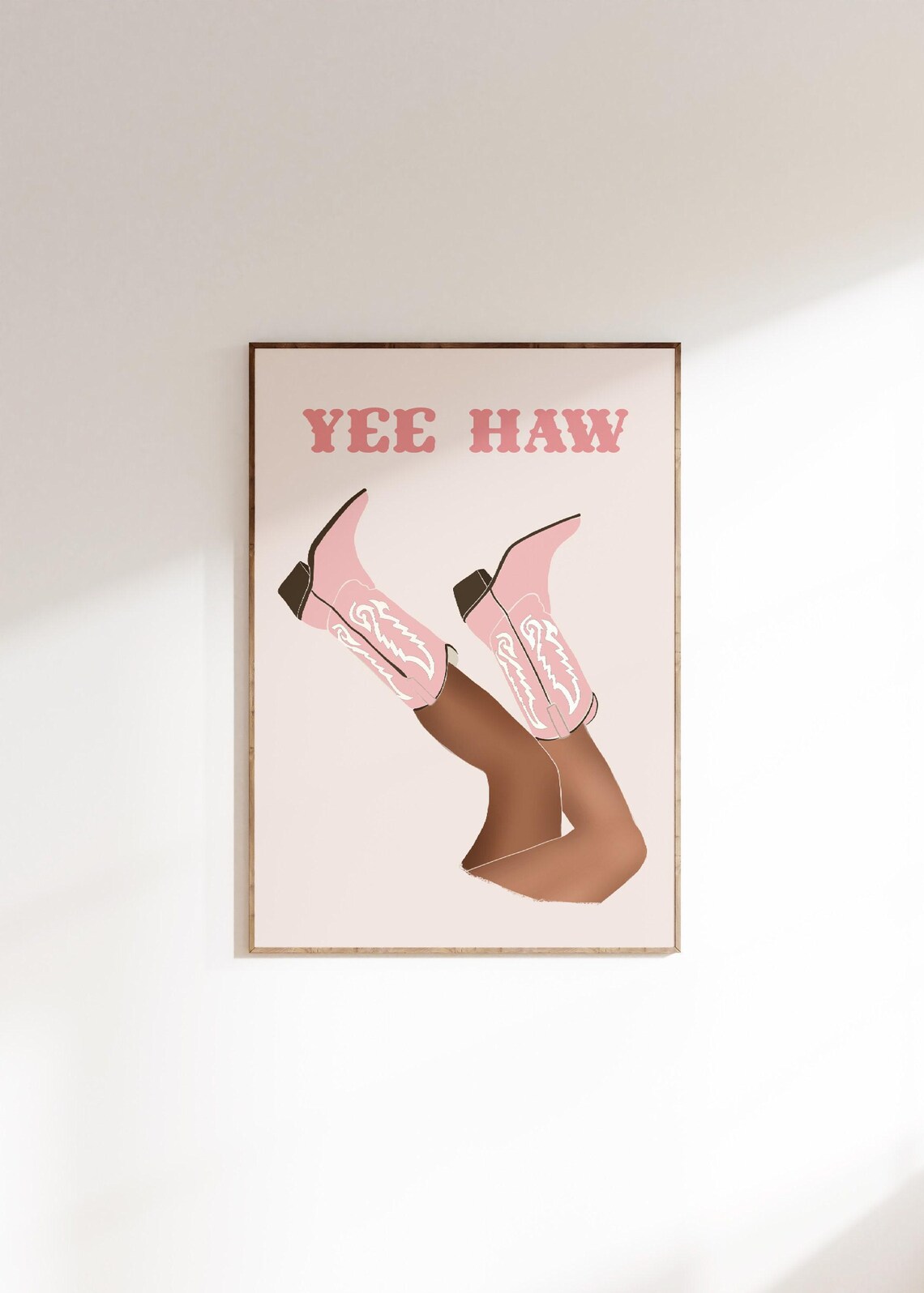Yeehaw Cowgirl Print, Pink Western Wall Art