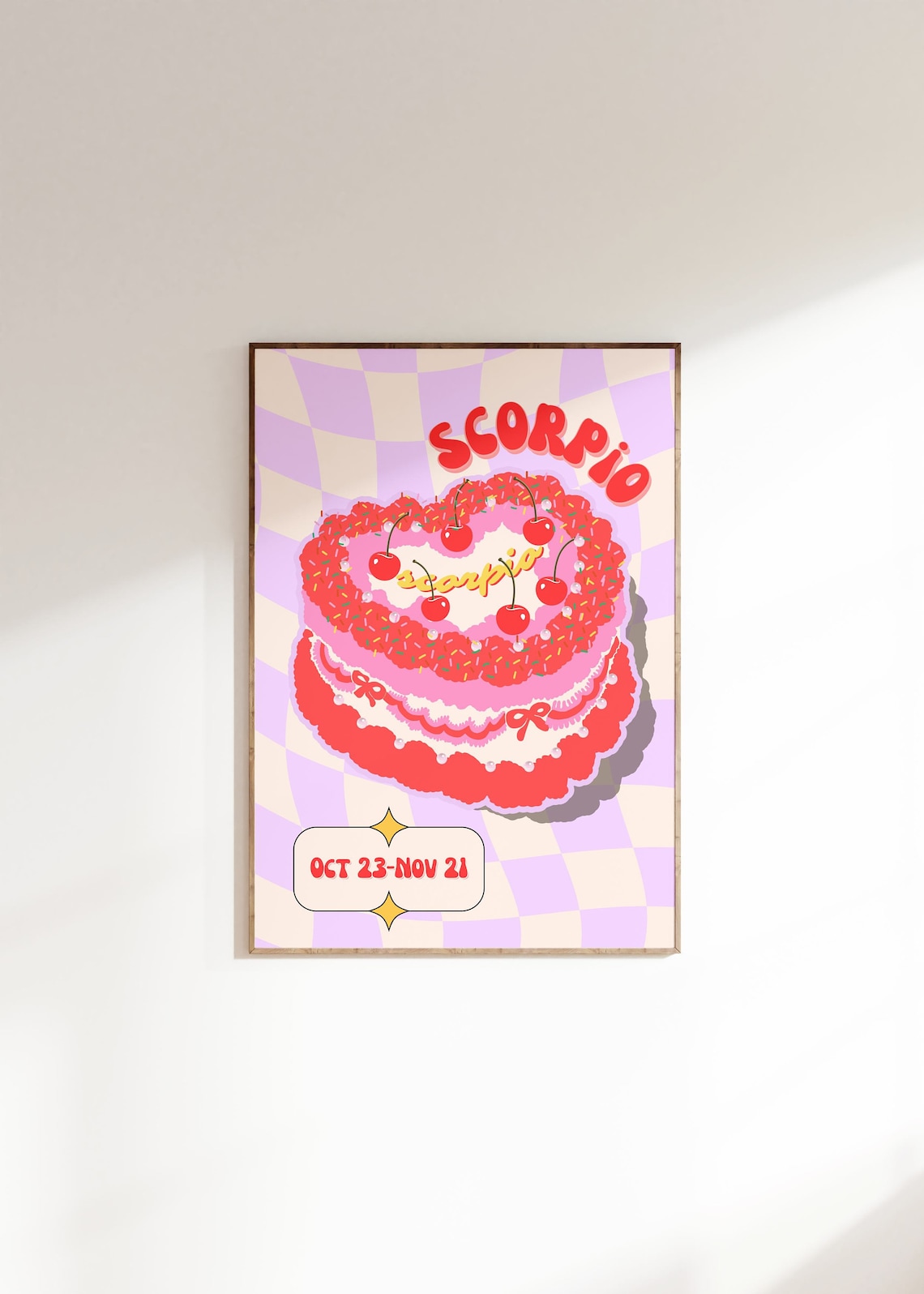 Scorpio Birthday Cake Retro Zodiac Poster Print