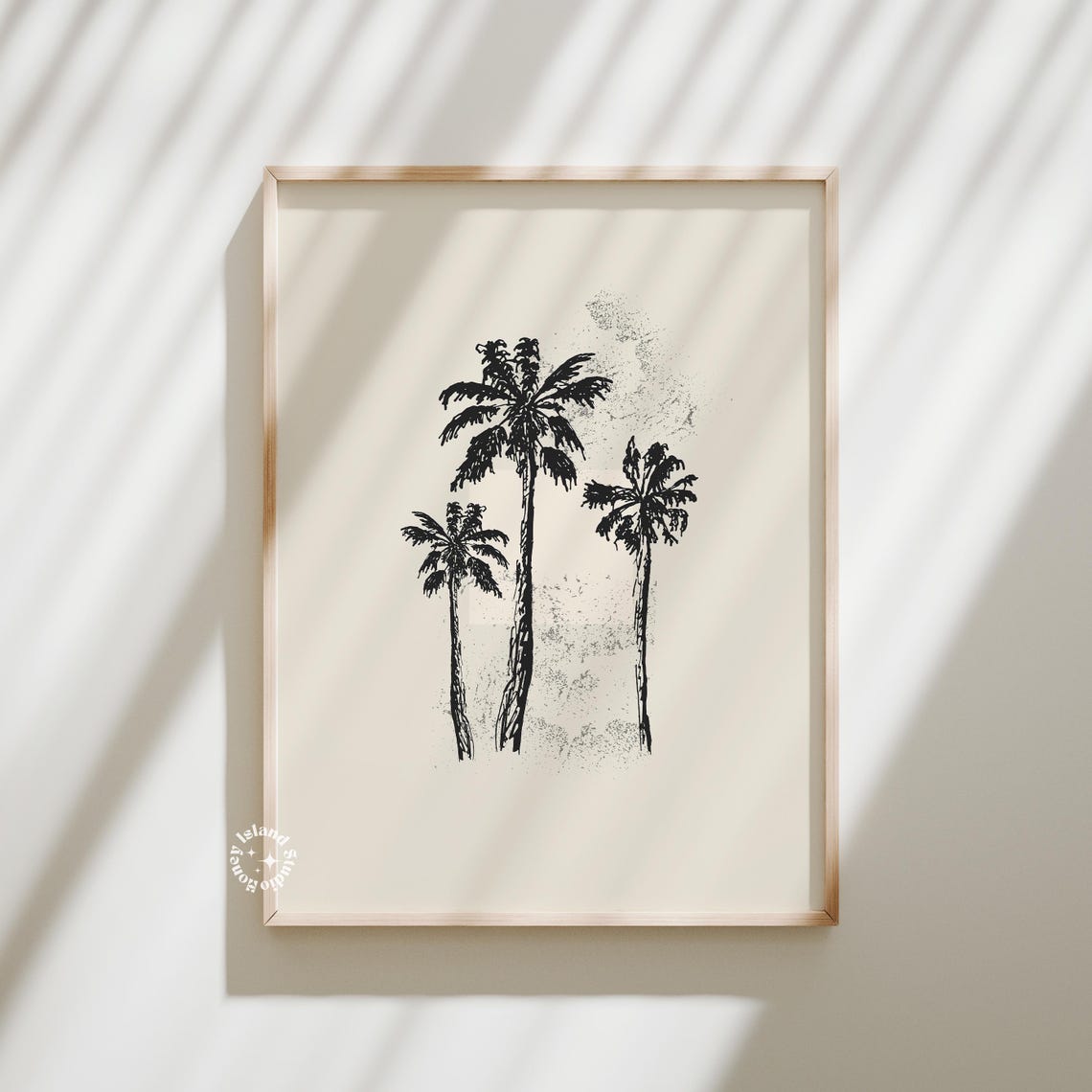 Three Palm Trees Minimalist Black Ink Botanical Sketch Poster