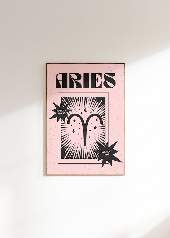 Aries Zodiac Retro Decor Art Print