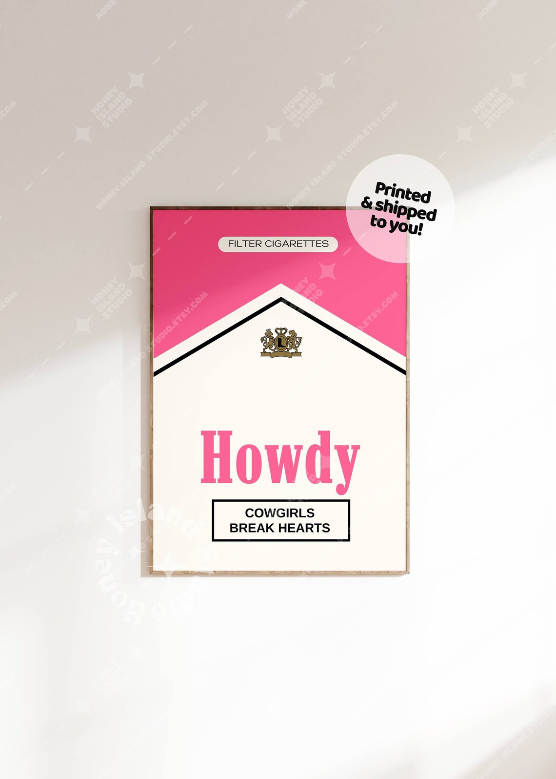 Howdy Cowgirls Break Hearts Pink Retro Cigarette Pack Poster