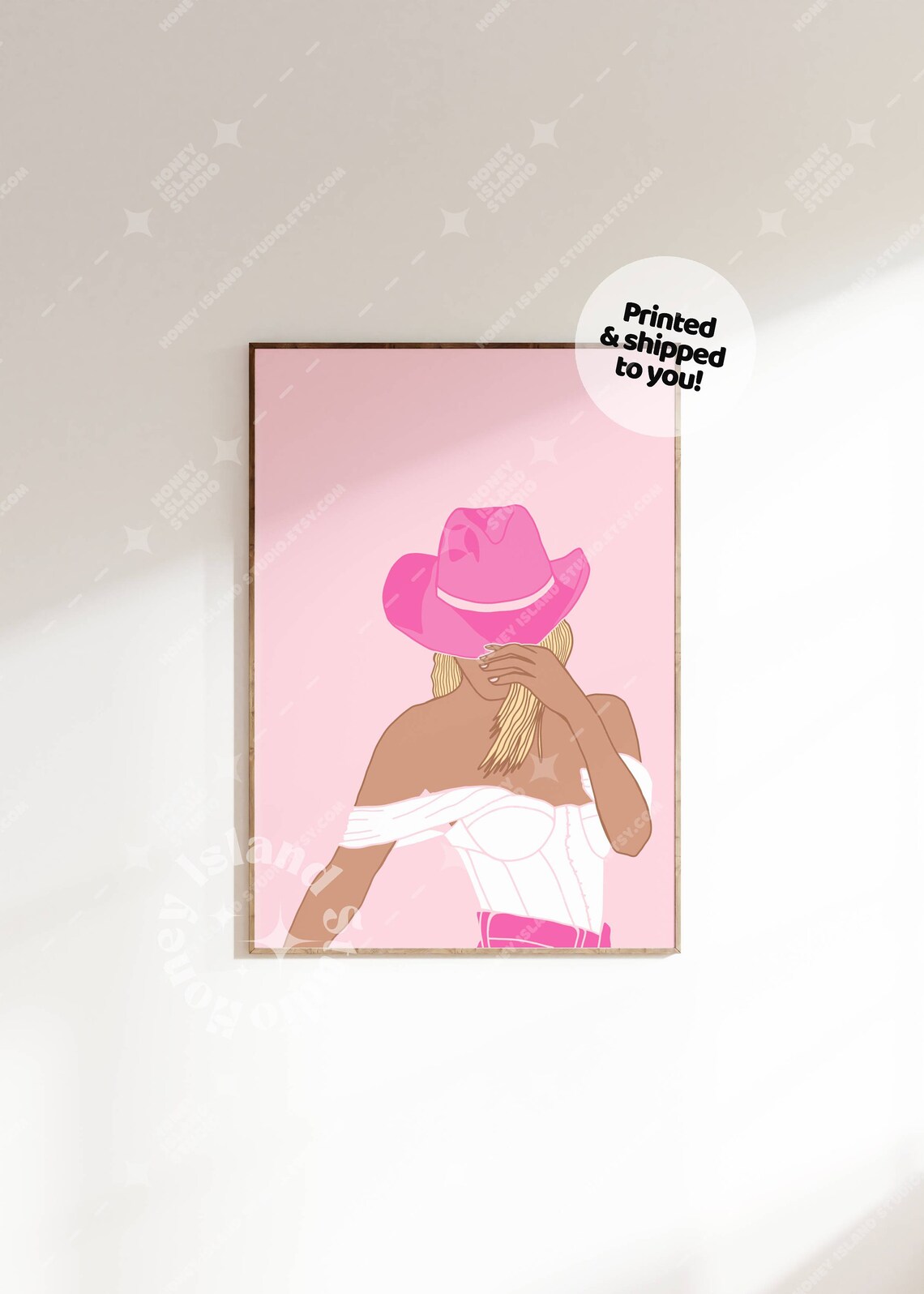 Pink Cowgirl Western Hat Fashion Illustration Girly Style Poster