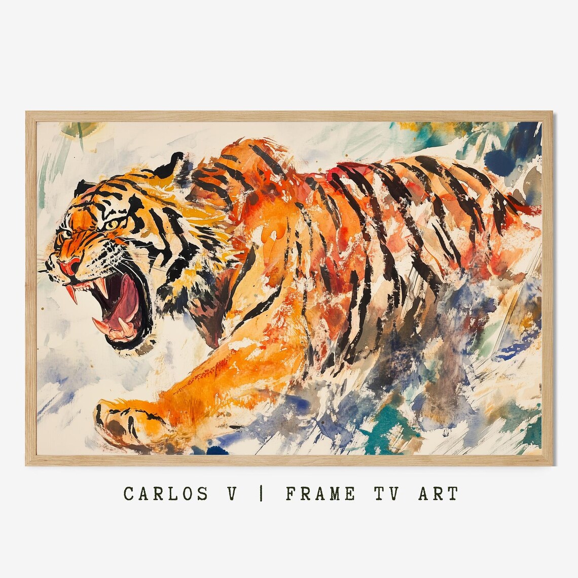 Tiger In Motion Art Print, Big Cat Lovers