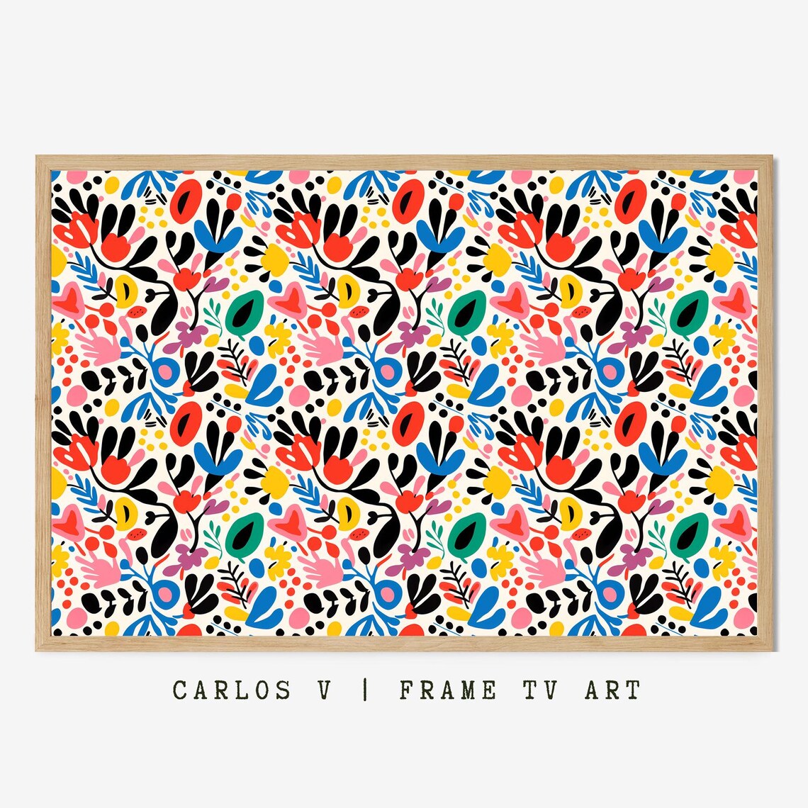 Rainbow Meadow Wildflower Pattern Colorful Folk Art Botanical Poster