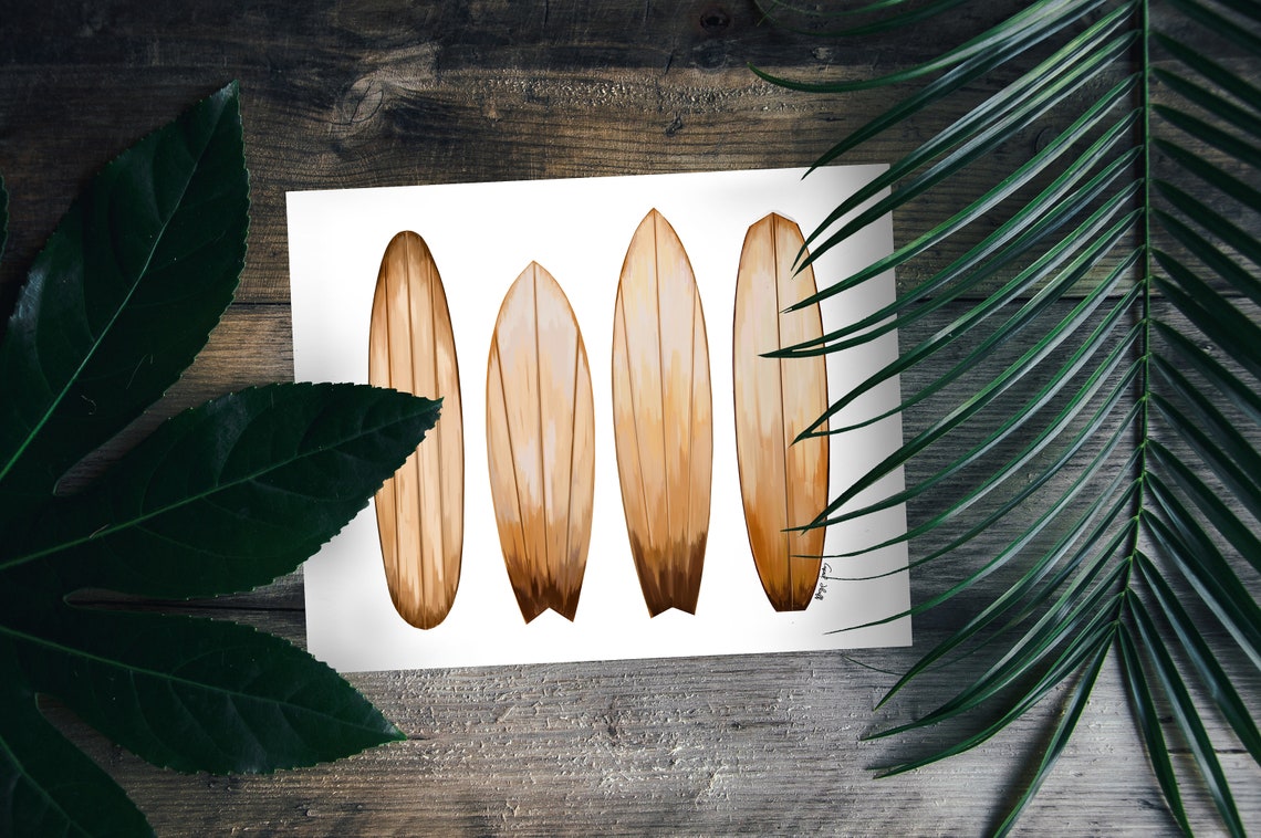 Four Wooden Surfboards Beach Surf Home Decorative Wall Poster - Image 3