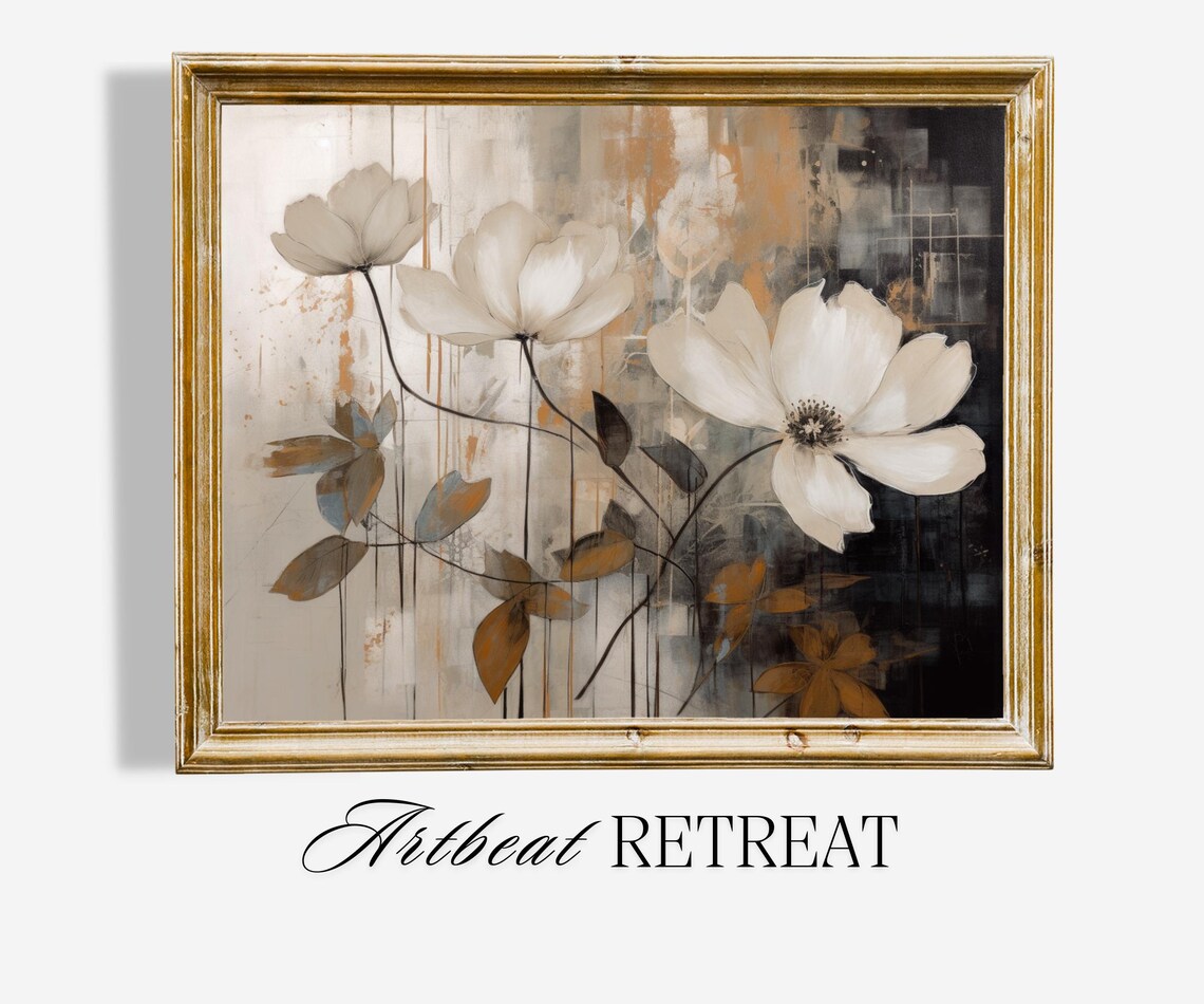Japandi Floral Art Print, Minimalist Wabi Sabi