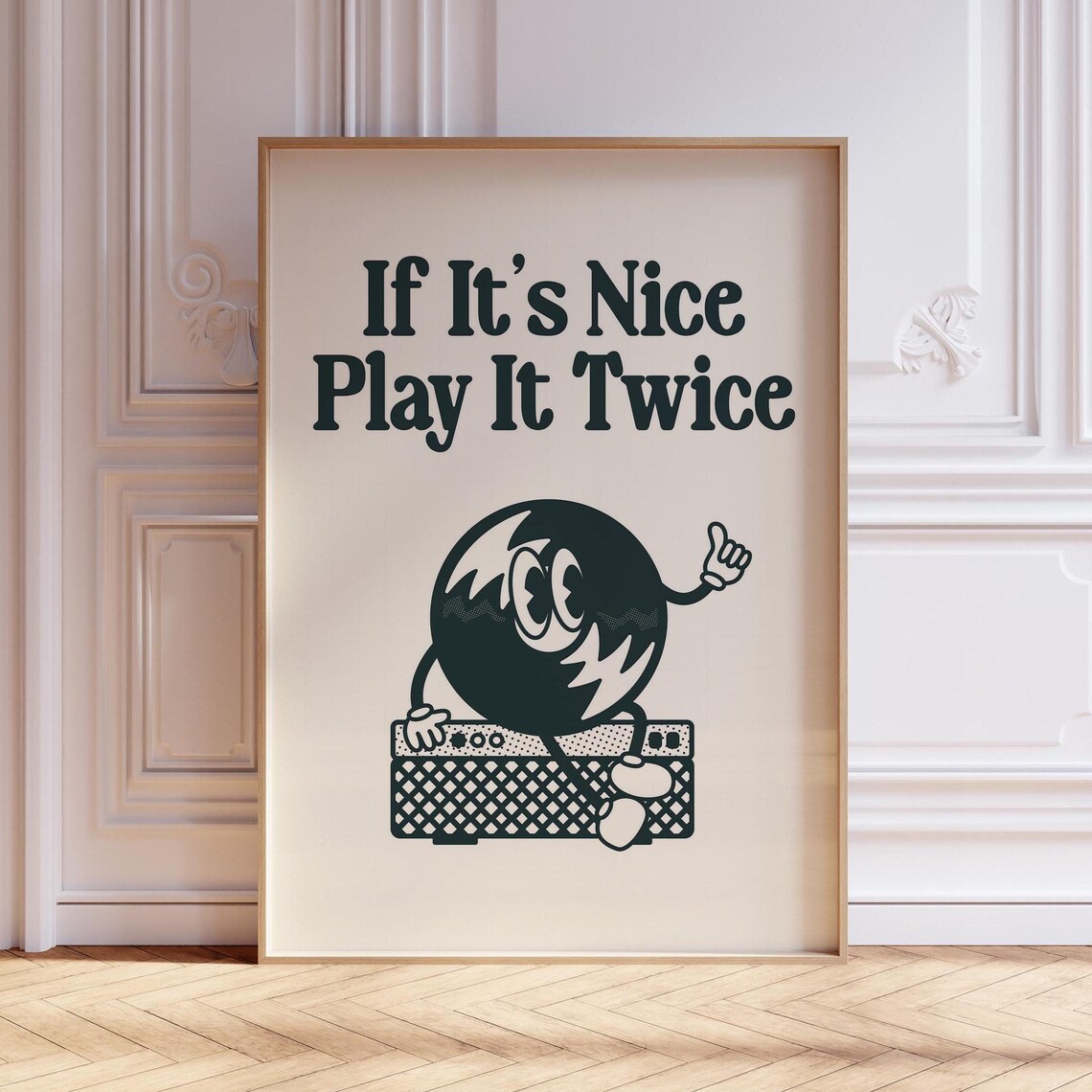 Play It Twice Retro Vinyl Music Poster Print