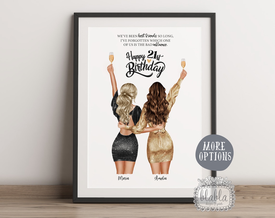 Funny Best Friends Quote Happy Birthday Champagne Celebration Print - Image 2