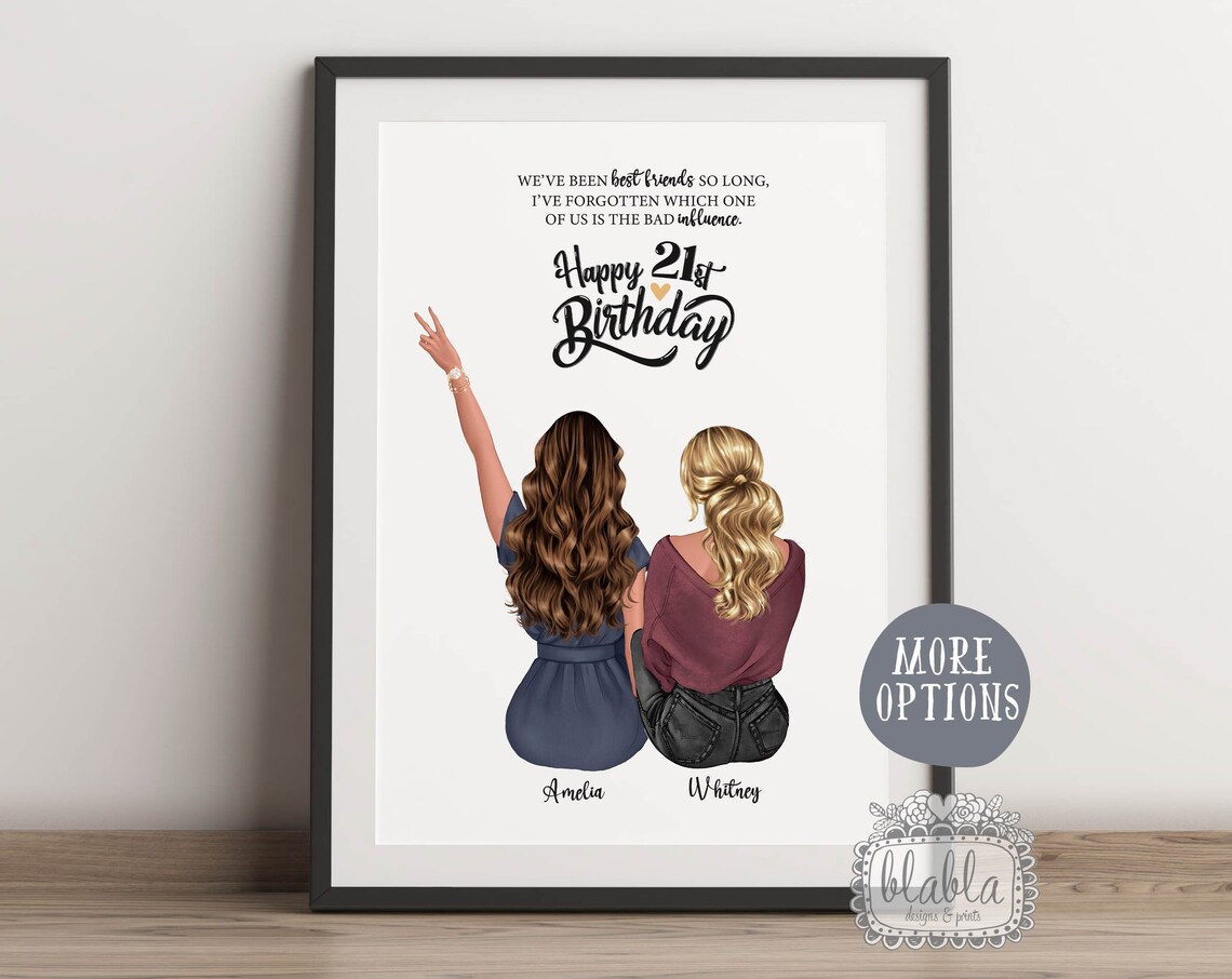 Sister Quote No Better Sister Than You Happy 21st Birthday Wall Art - Image 2